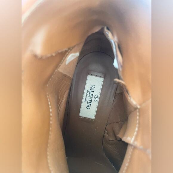 Valentino Garavani Tan Suede Rockstud Double Buckle 50mm Cowboy Ankle Boots EU38 - Picture 3 of 15